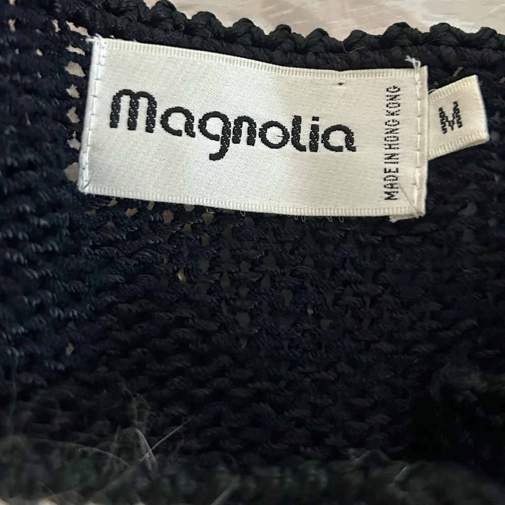 Magnolia Vintage Womens Cardigan Sweater Black Silver Beads Embellished 80’s Med